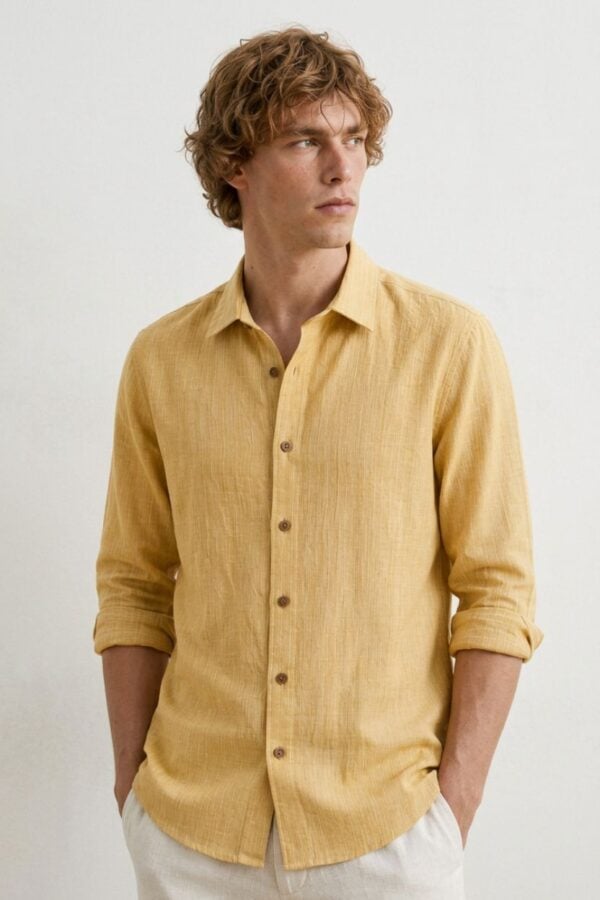 The Goldenrod Katha-Stitch Khadi Shirt