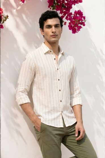 The Ivory Pinstripe Khadi Shirt