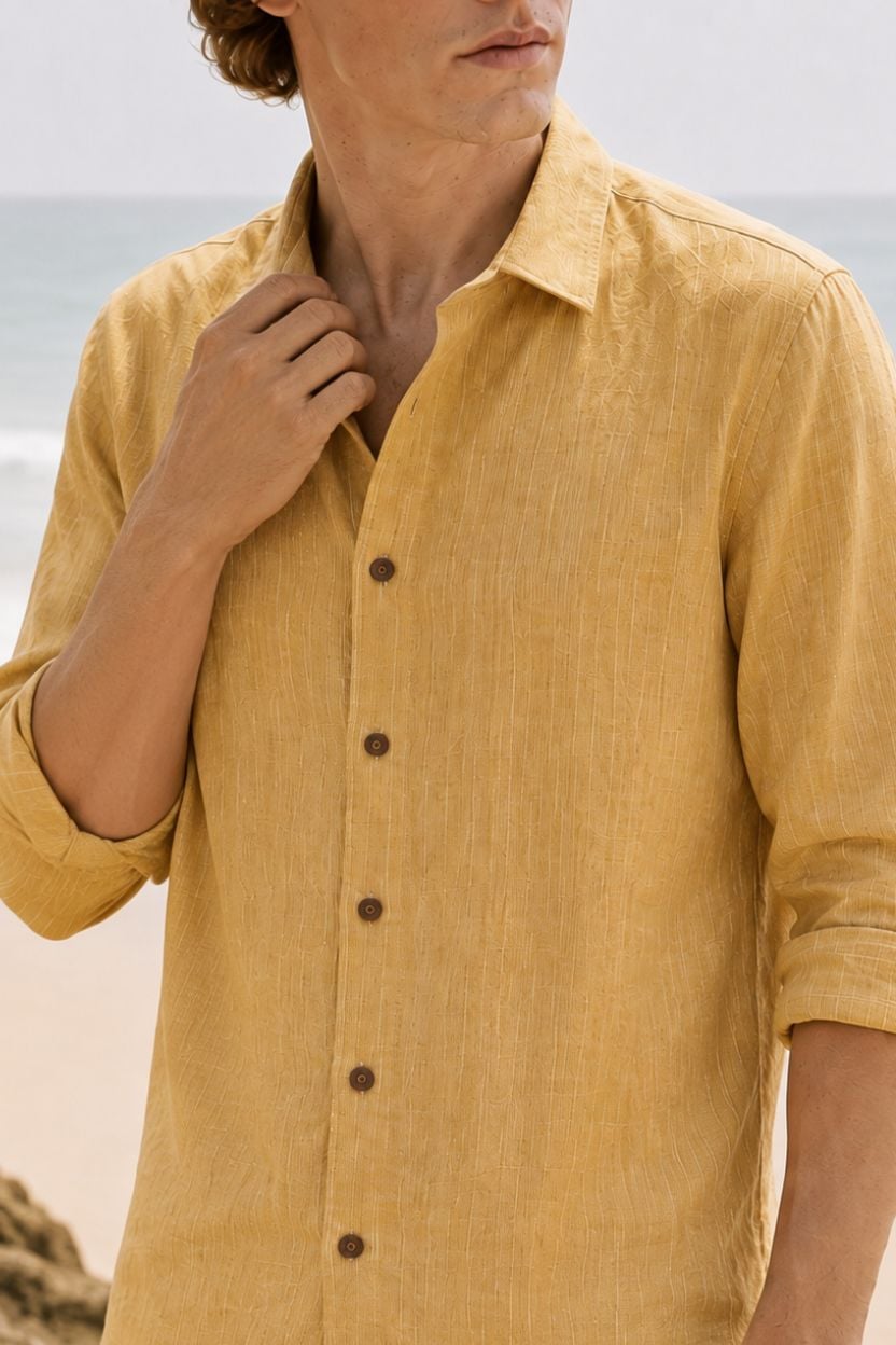 The Goldenrod Katha-Stitch Khadi Shirt - Image 3