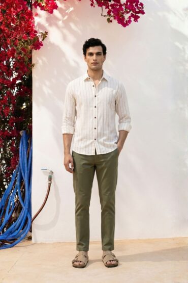 The Ivory Pinstripe Khadi Shirt