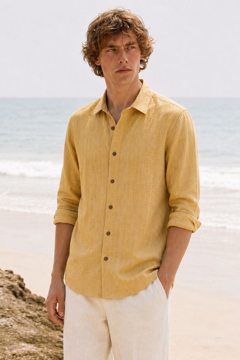 The Goldenrod Katha-Stitch Khadi Shirt - Image 6