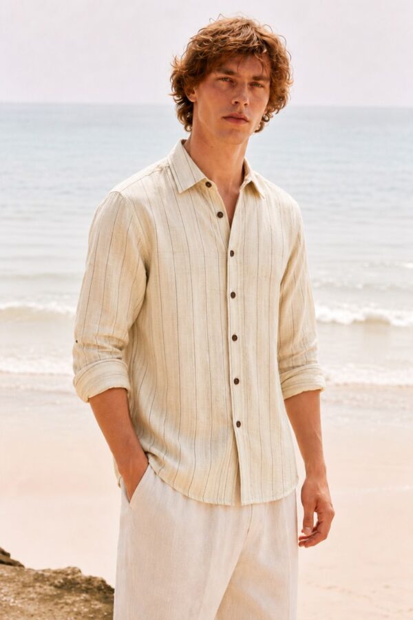 The Sunlit Pinstripe Khadi Shirt