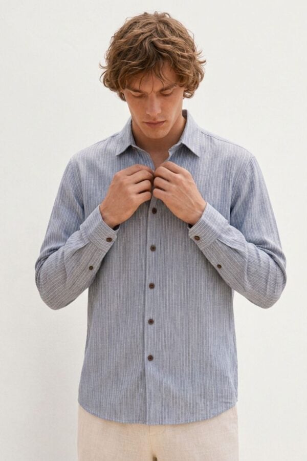 The Azure Katha-Stitch Khadi Shirt