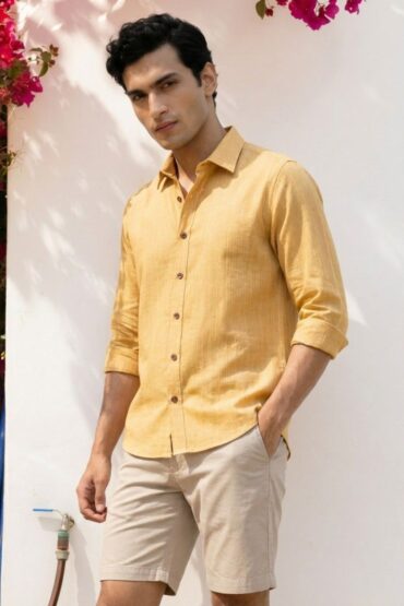 The Goldenrod Katha-Stitch Khadi Shirt