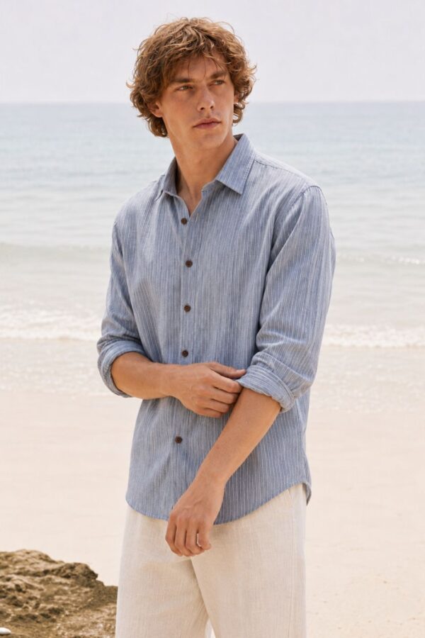 The Azure Katha-Stitch Khadi Shirt