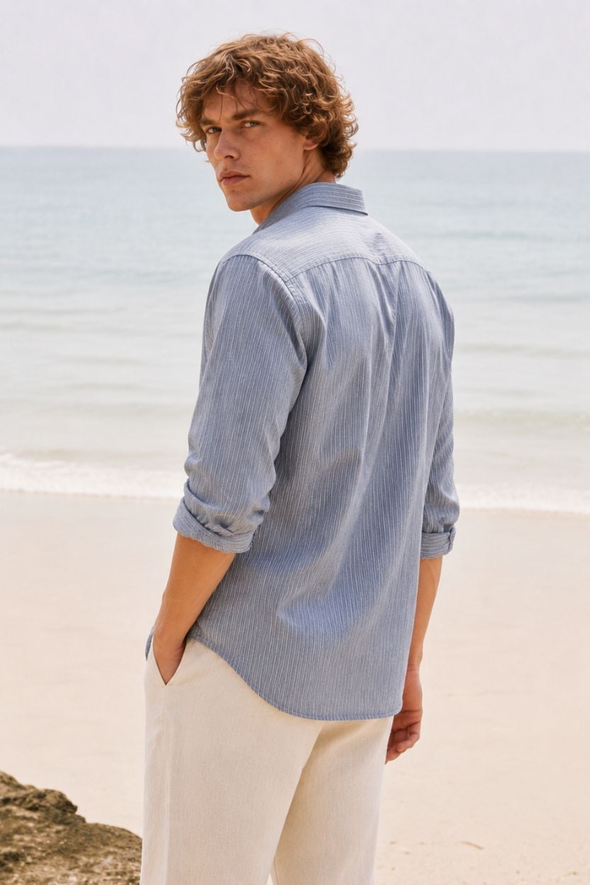 The Azure Katha-Stitch Khadi Shirt - Image 4