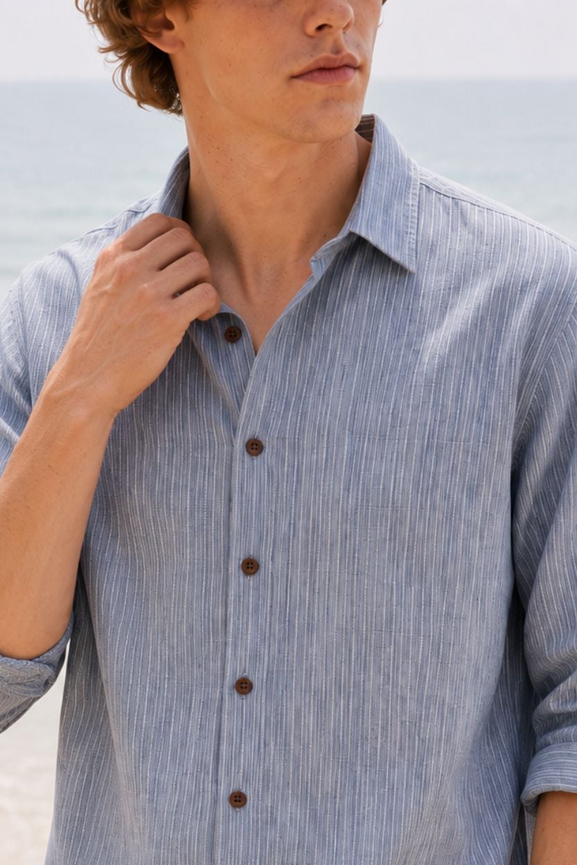 The Azure Katha-Stitch Khadi Shirt - Image 5