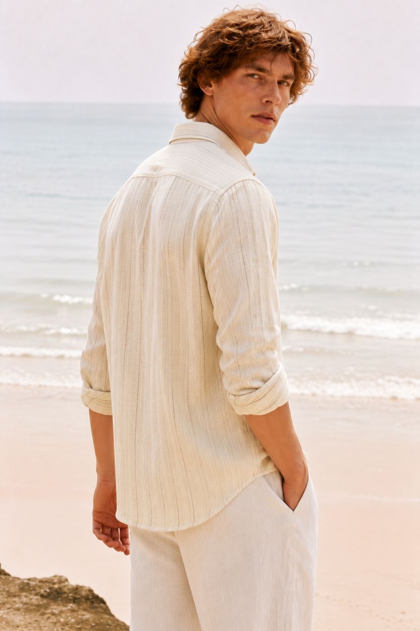 The Sunlit Pinstripe Khadi Shirt - Image 3