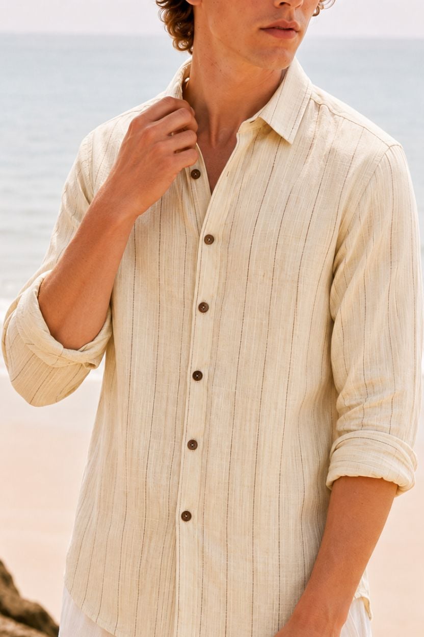 The Sunlit Pinstripe Khadi Shirt - Image 4