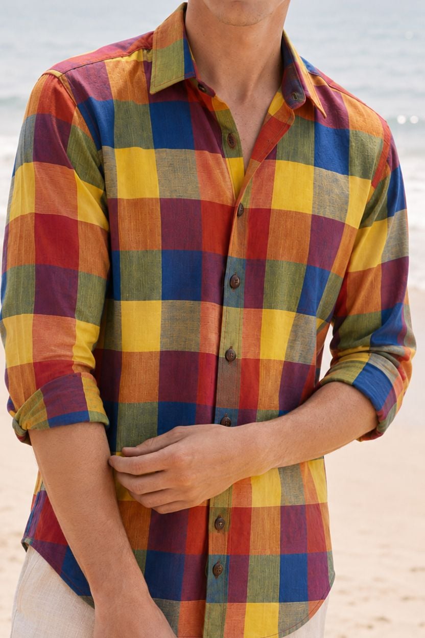 The Fiesta Madras Check Khadi Shirt - Image 3