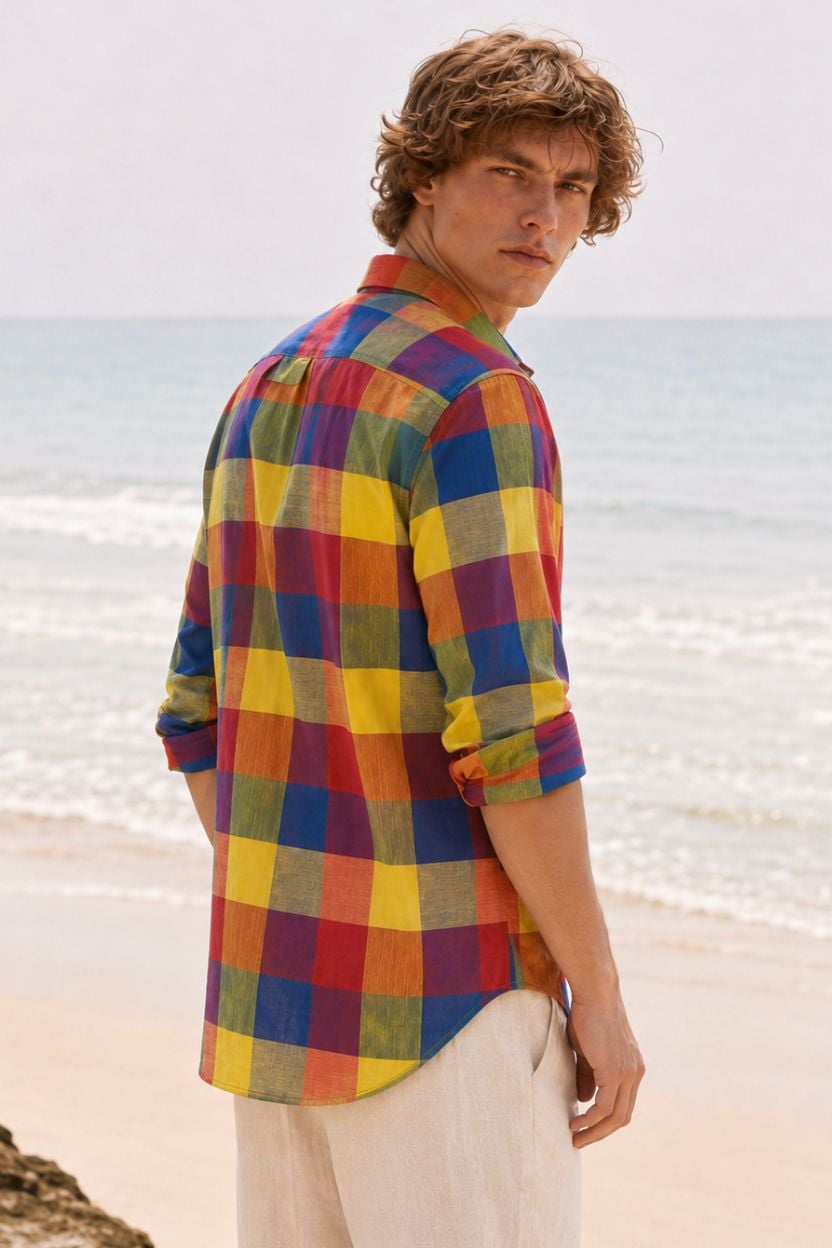 The Fiesta Madras Check Khadi Shirt - Image 2