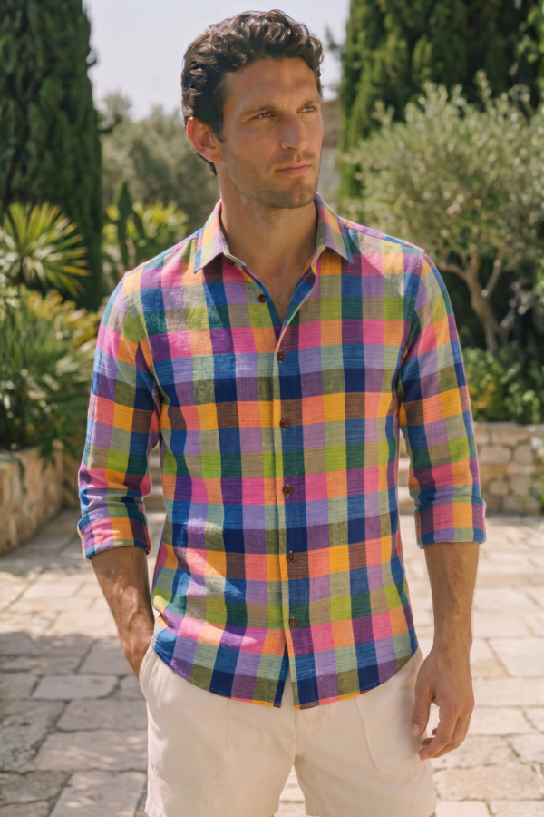 The Vibrant Madras Khadi Shirt