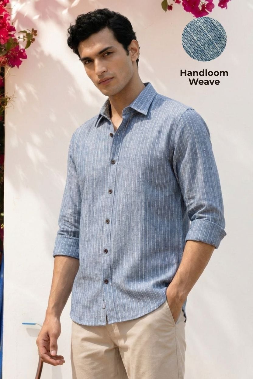 The Azure Katha-Stitch Khadi Shirt