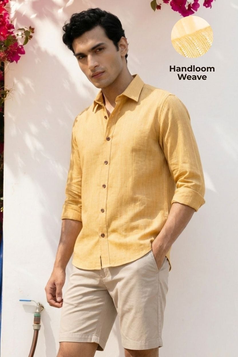 The Goldenrod Katha-Stitch Khadi Shirt
