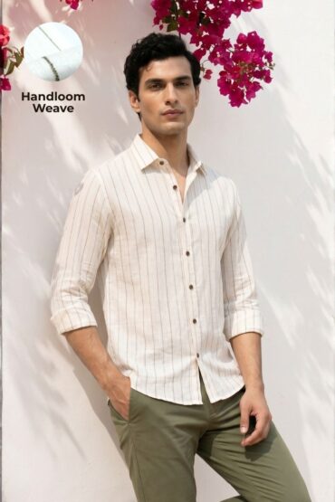 The Ivory Pinstripe Khadi Shirt