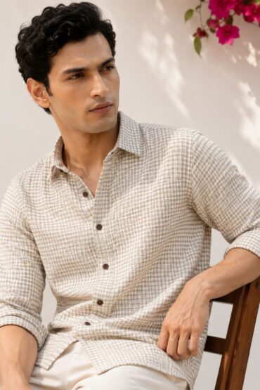 The Stone Grid Textured Khadi Shirt