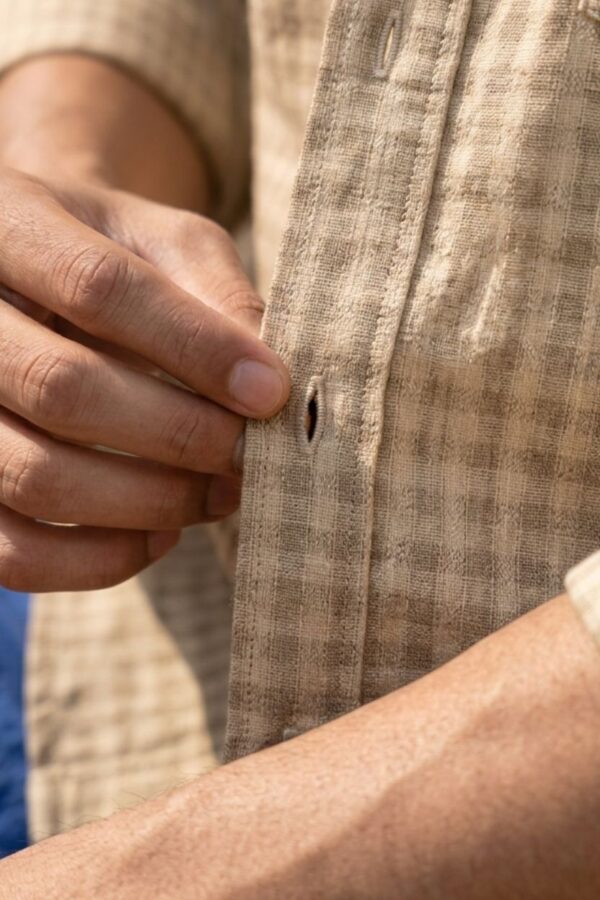 The Sandstone Grid Textured Khadi Shirt