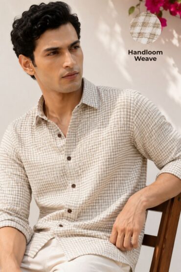 The Stone Grid Textured Khadi Shirt