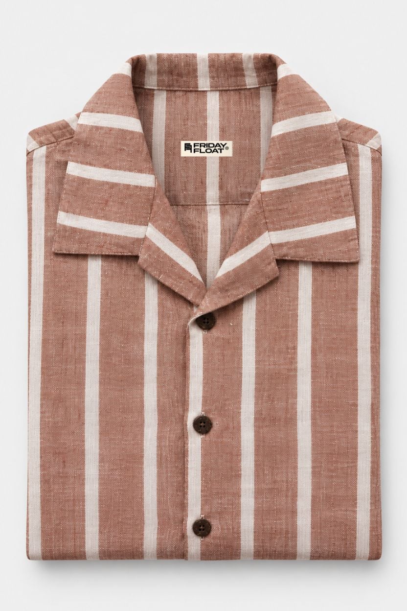 The Coral Blush Stripe Khadi Shirt