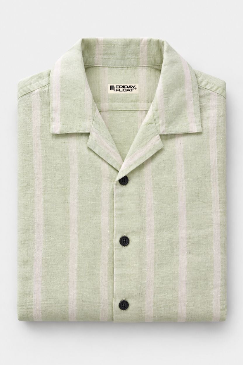 The Mint Blossom Stripe Khadi Shirt