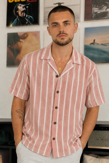 The Coral Blush Stripe Khadi Shirt