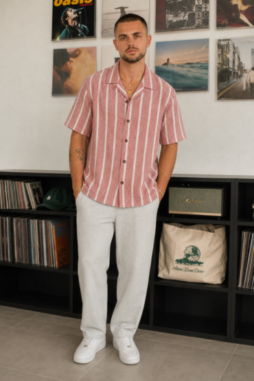 The Coral Blush Stripe Khadi Shirt