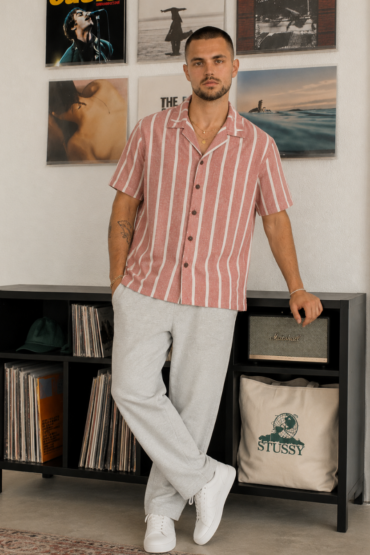 The Coral Blush Stripe Khadi Shirt