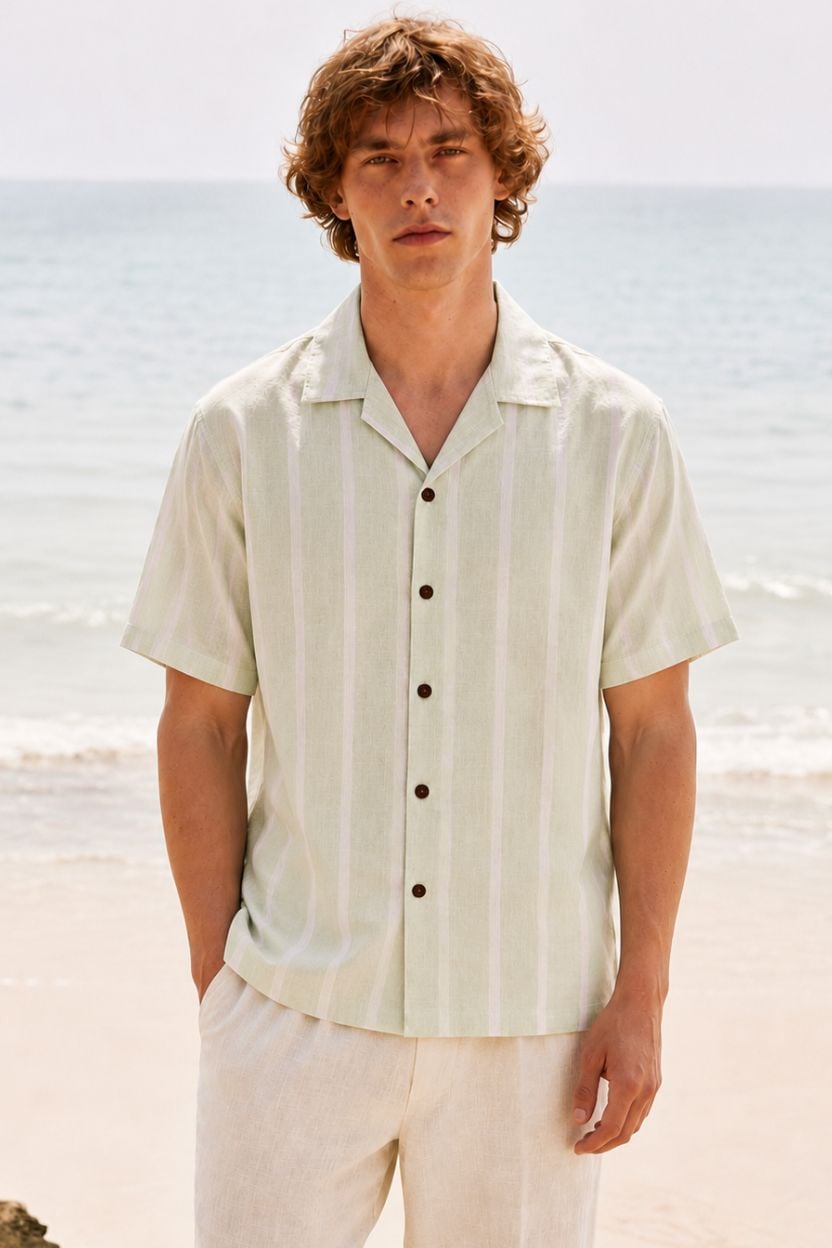 The Mint Blossom Stripe Khadi Shirt - Image 2