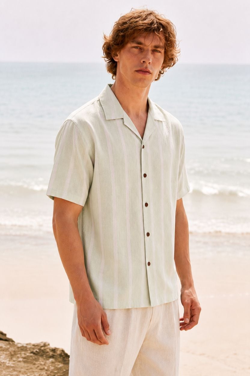 The Mint Blossom Stripe Khadi Shirt - Image 3