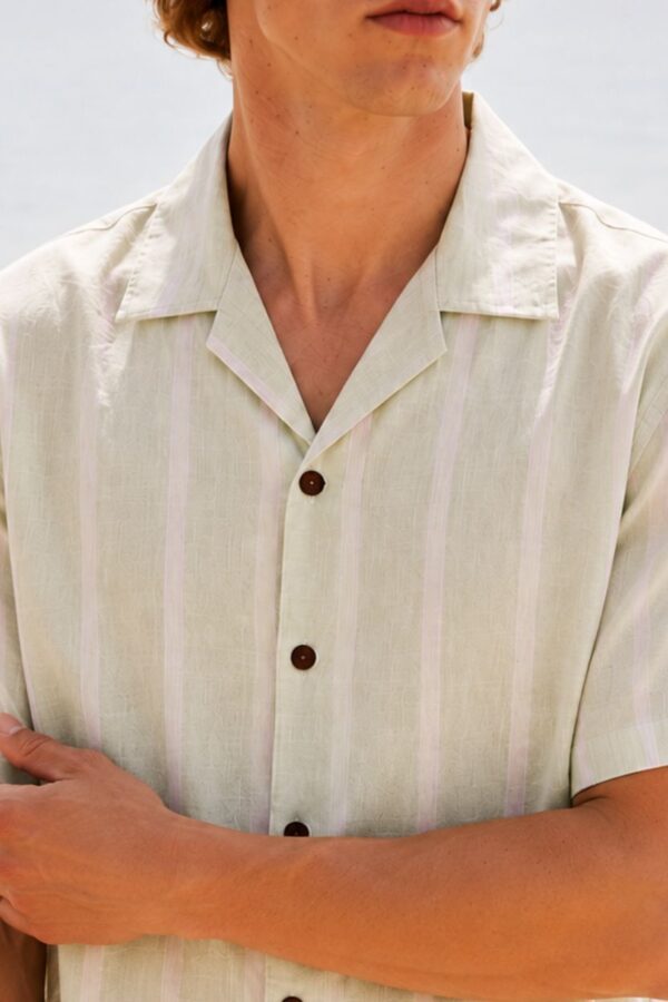 The Mint Blossom Stripe Khadi Shirt