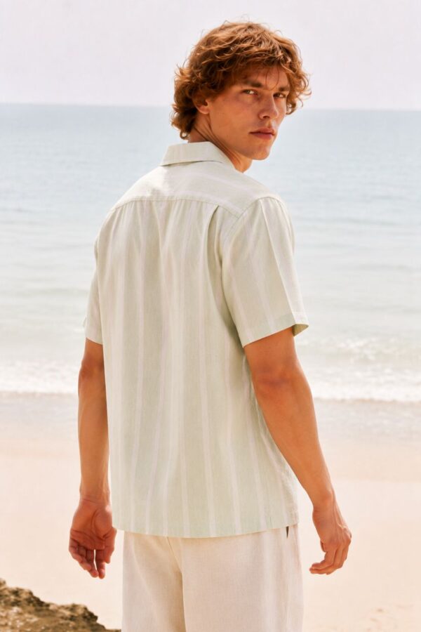 The Mint Blossom Stripe Khadi Shirt
