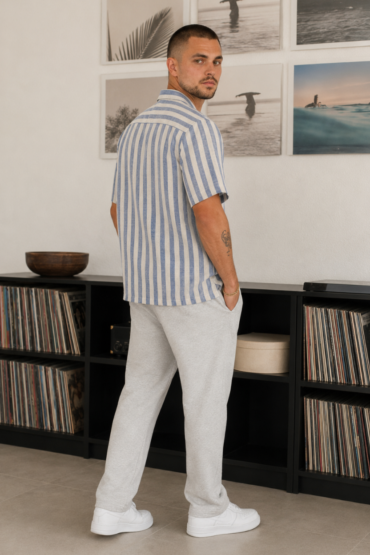 The Nautical Azure Stripe Khadi Shirt