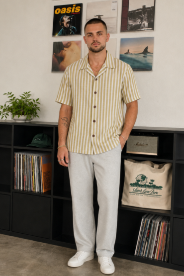 The Olive Grove Stripe Khadi Shirt