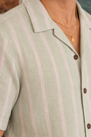 The Mint Blossom Stripe Khadi Shirt
