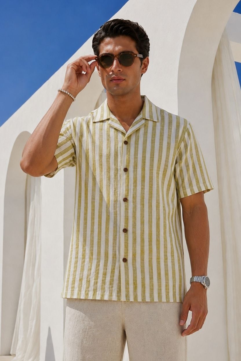 The Olive Grove Stripe Khadi Shirt - Image 2