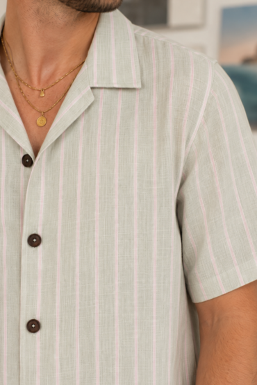 The Mint Blossom Stripe Khadi Shirt