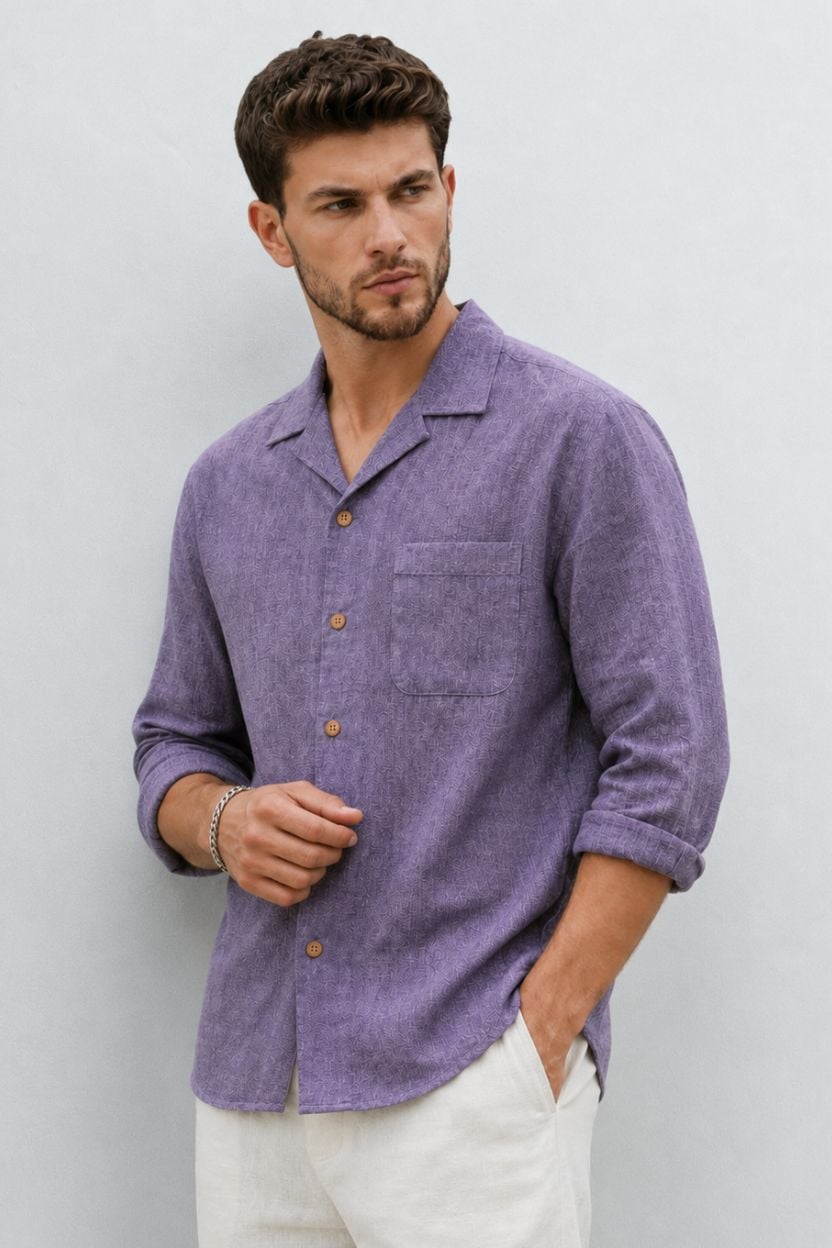 The Amethyst Heather Khadi Shirt