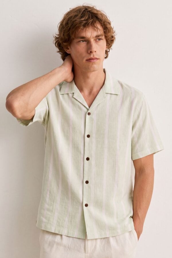 The Mint Blossom Stripe Khadi Shirt