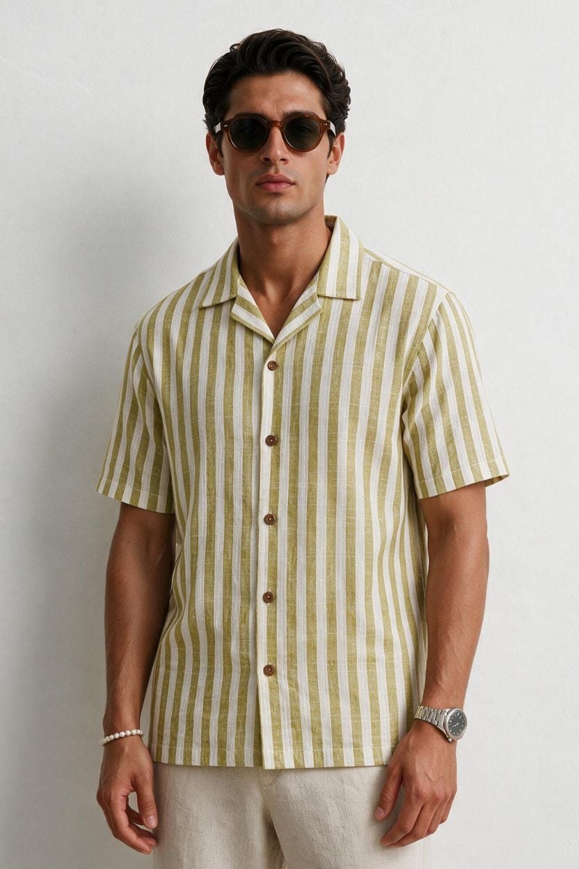The Olive Grove Stripe Khadi Shirt
