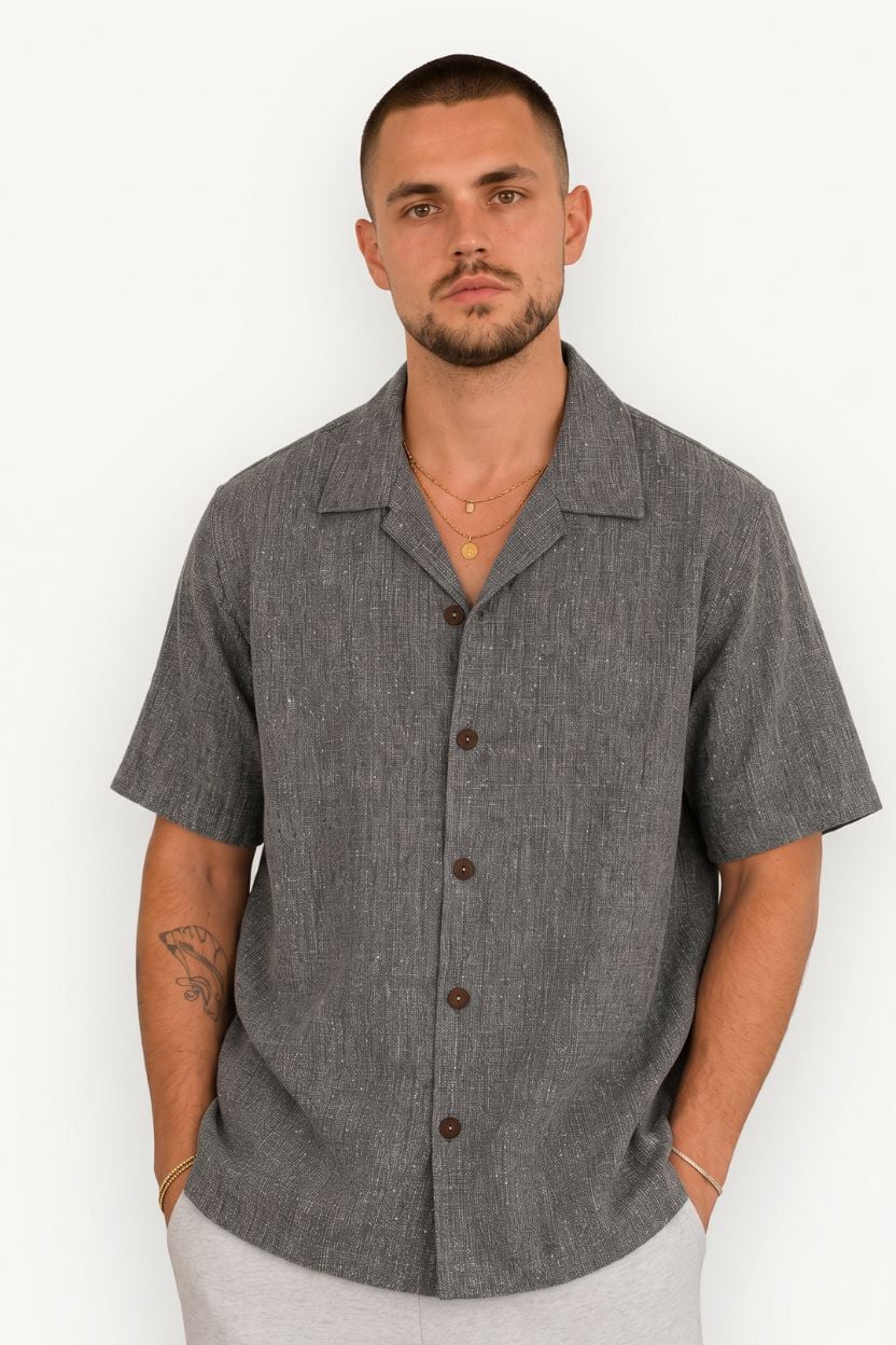 The Charcoal Slub Khadi Shirt
