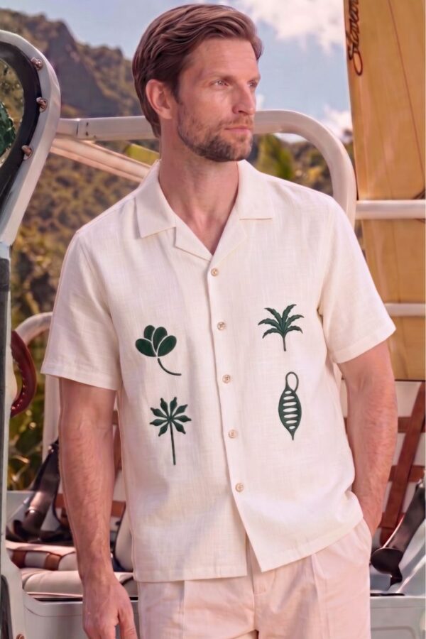 The Tropical Canopy Embroidered Cotton-Linen Shirt