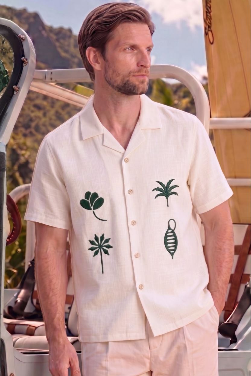 The Tropical Canopy Embroidered Cotton-Linen Shirt - Image 2
