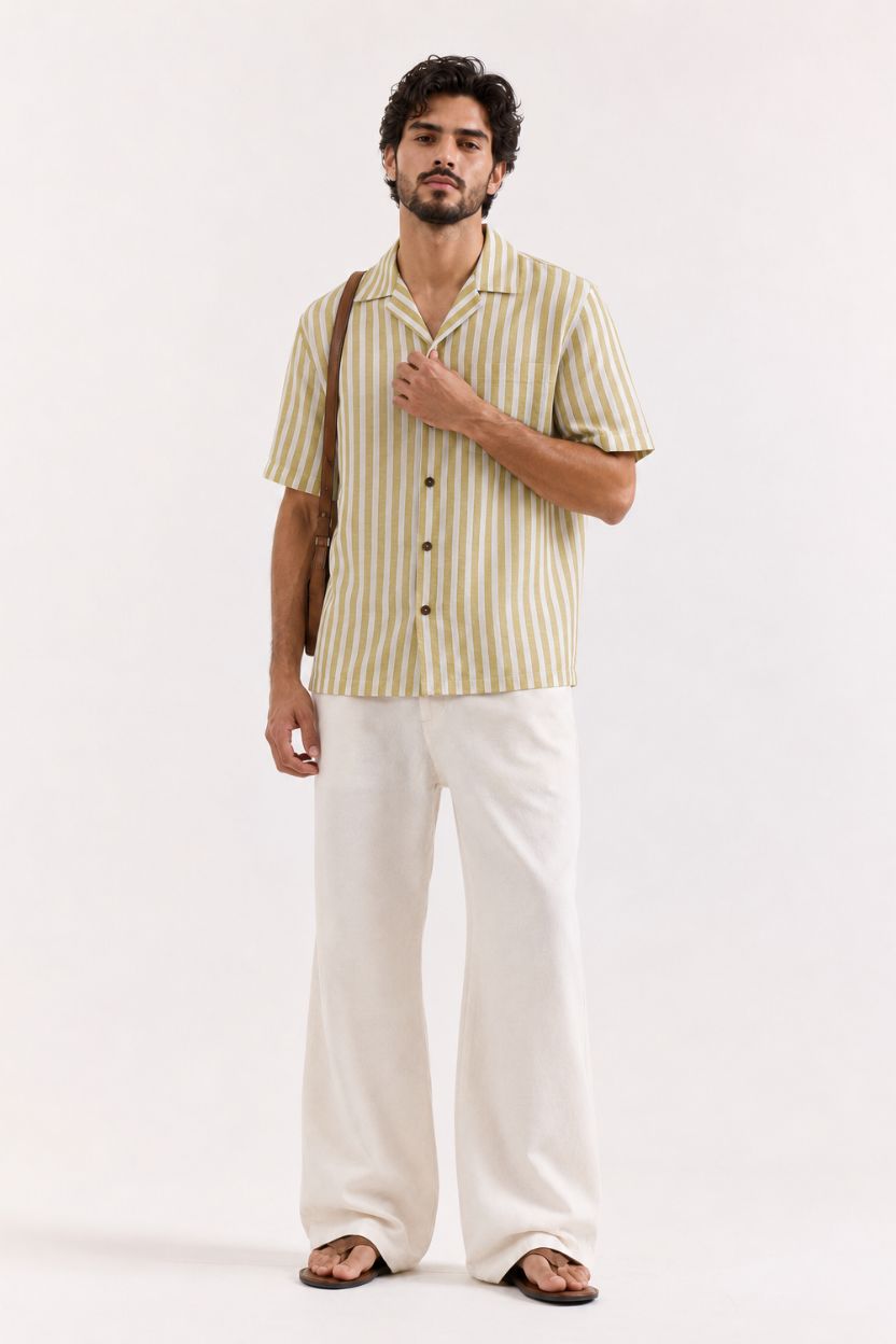 The Olive Grove Stripe Khadi Shirt