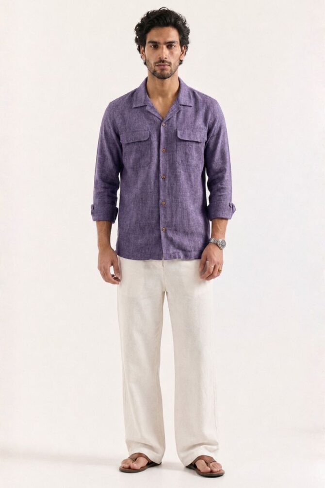 The Amethyst Heather Khadi Shirt