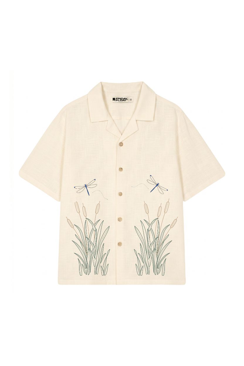 The Dragonfly Reed Embroidered Cotton-Linen Shirt - Image 2