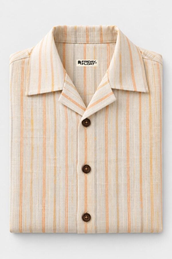 The Peach Horizon Stripe Khadi Shirt