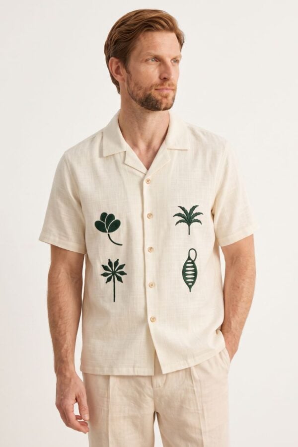 The Tropical Canopy Embroidered Cotton-Linen Shirt