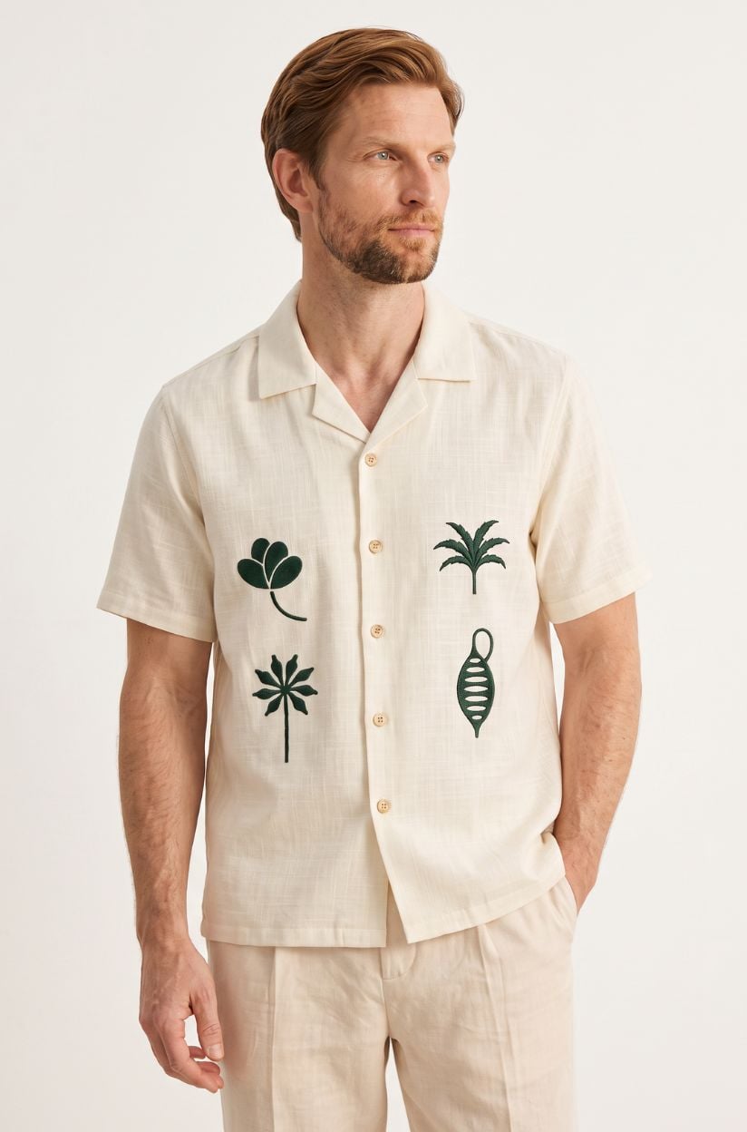 The Tropical Canopy Embroidered Cotton-Linen Shirt