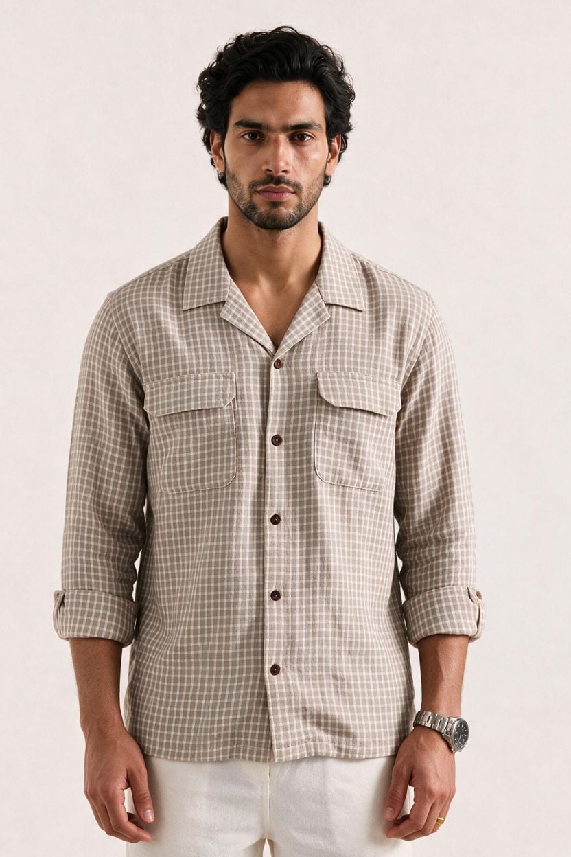 The Sandstone Gingham Khadi Shirt