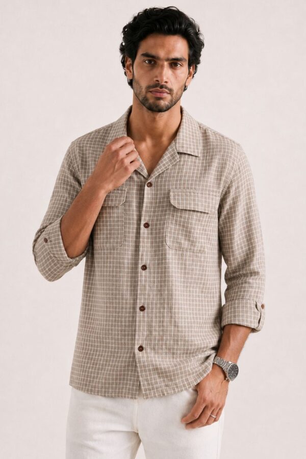 The Sandstone Gingham Khadi Shirt